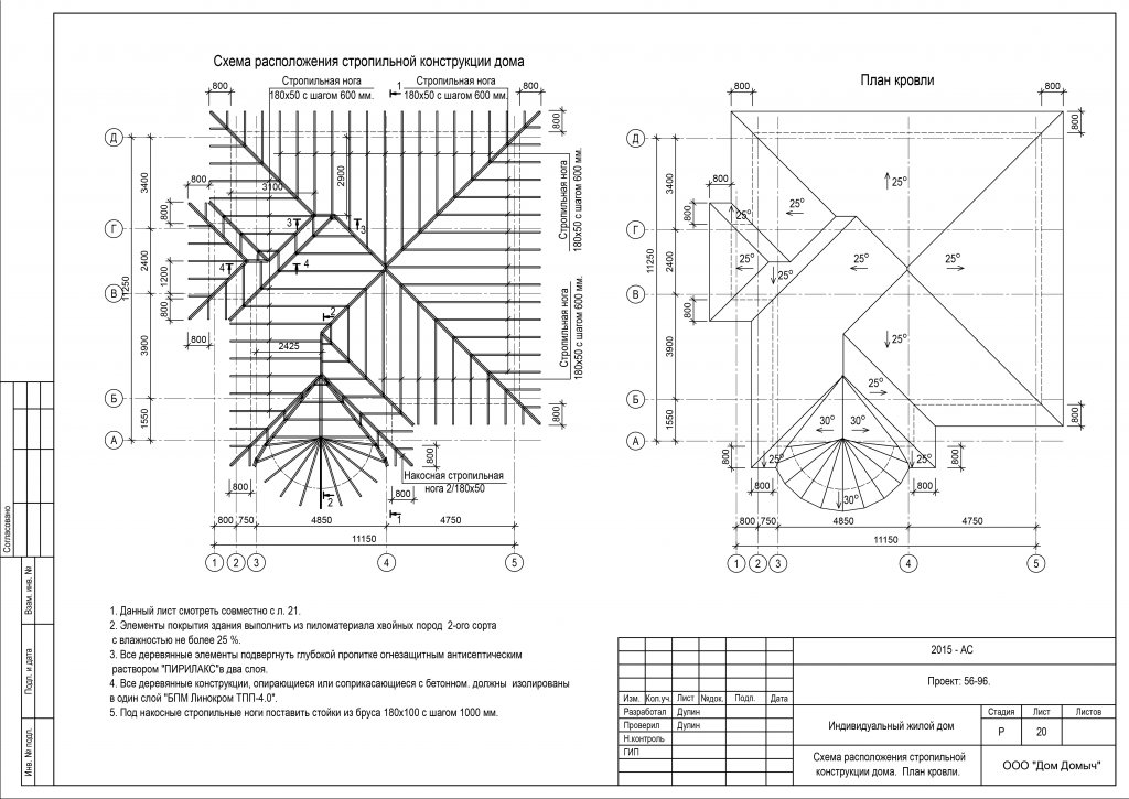 стропильная система вальмовой крыши с эркером схема